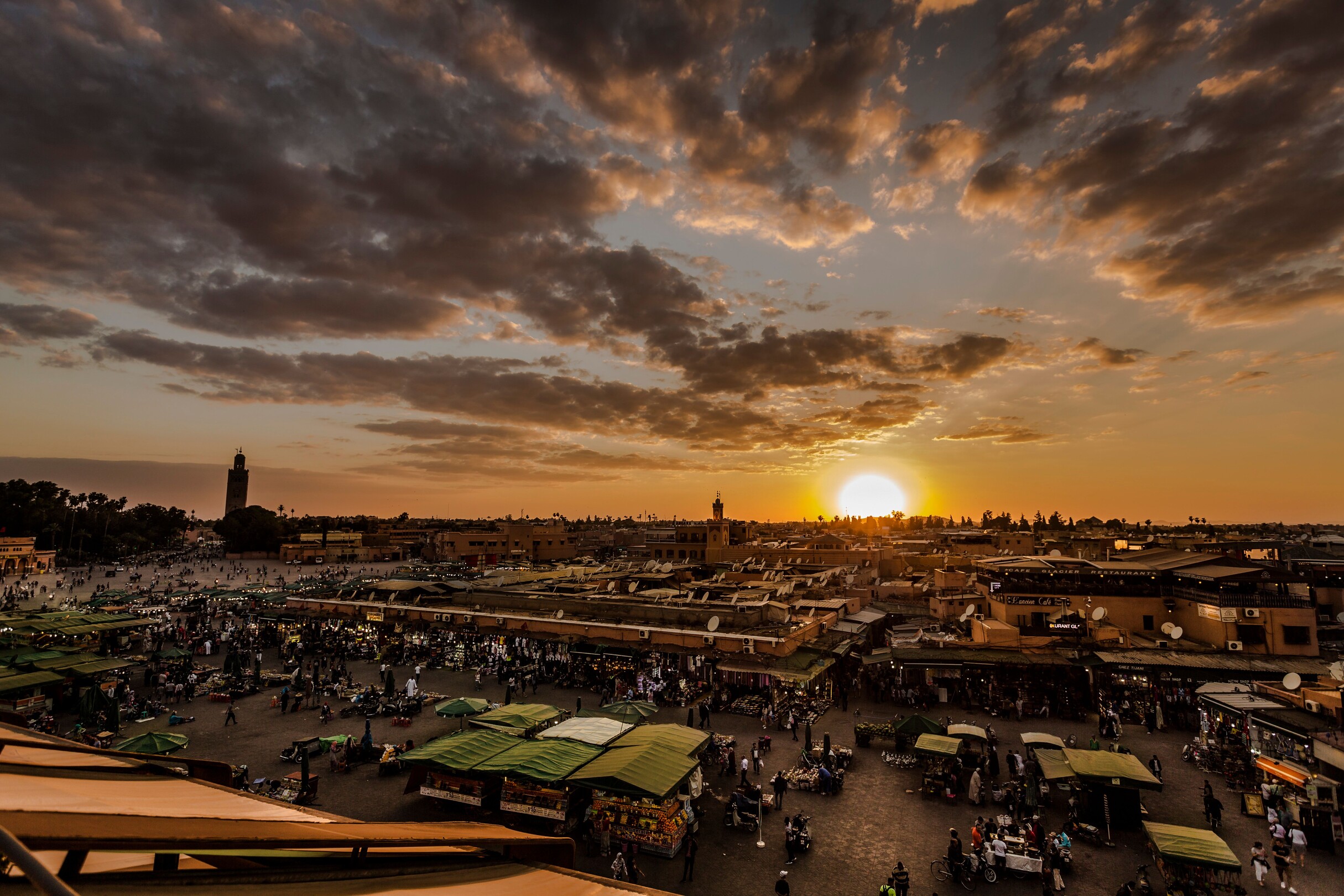 (ONLY Janz Anton-Iago use) Scenic shot of sunset across the city of Marrakesh