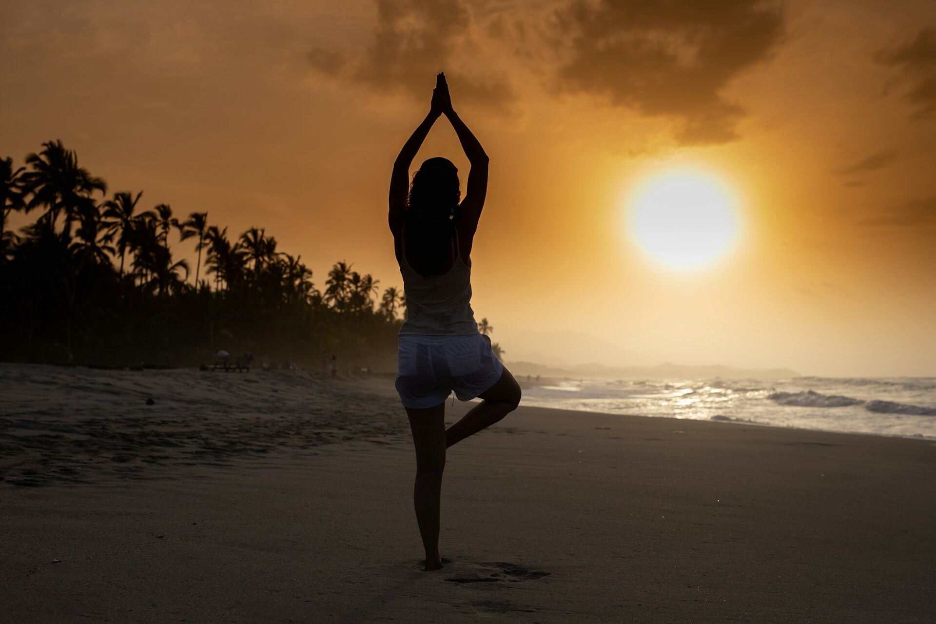 Sunset beach yoga