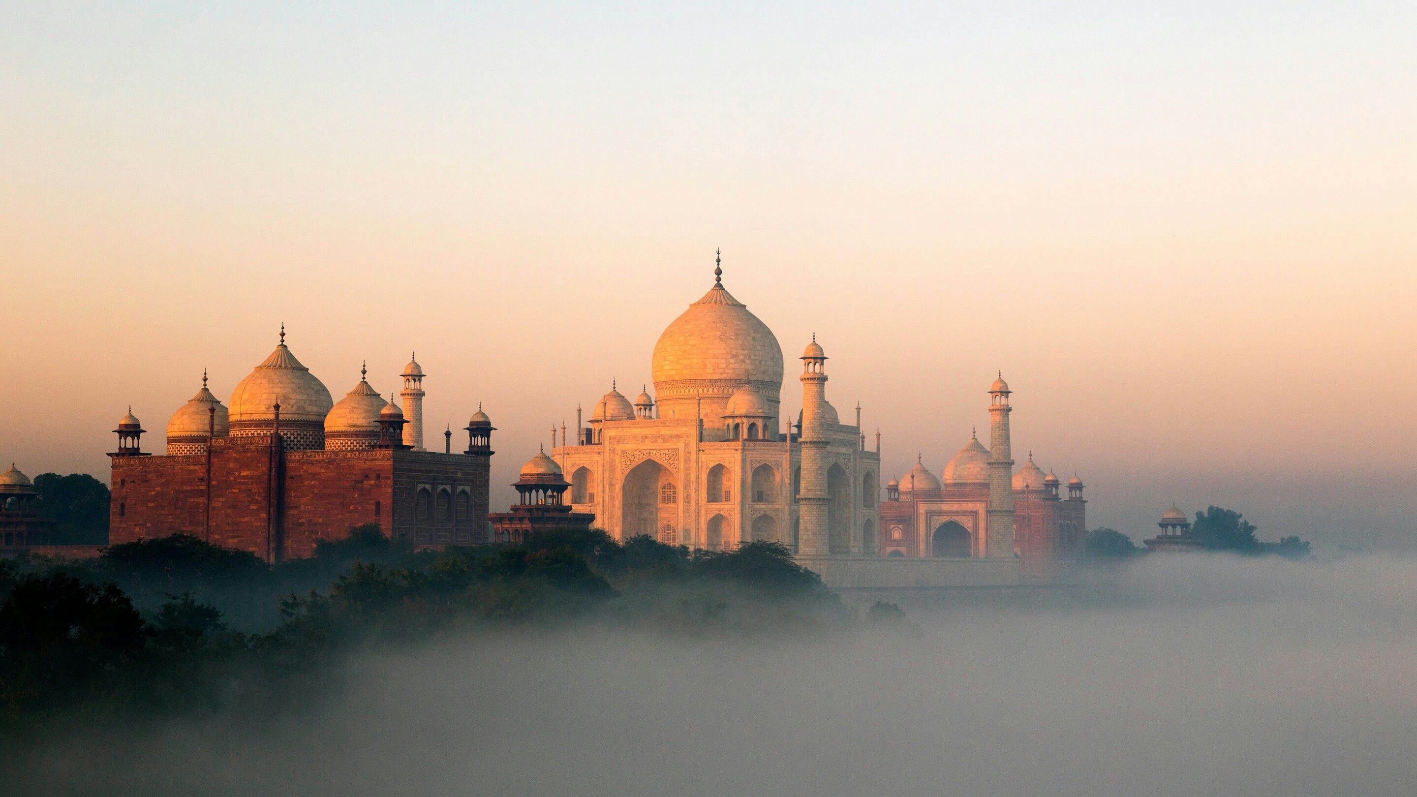 Taj Mahal sunrise in Agra India feature