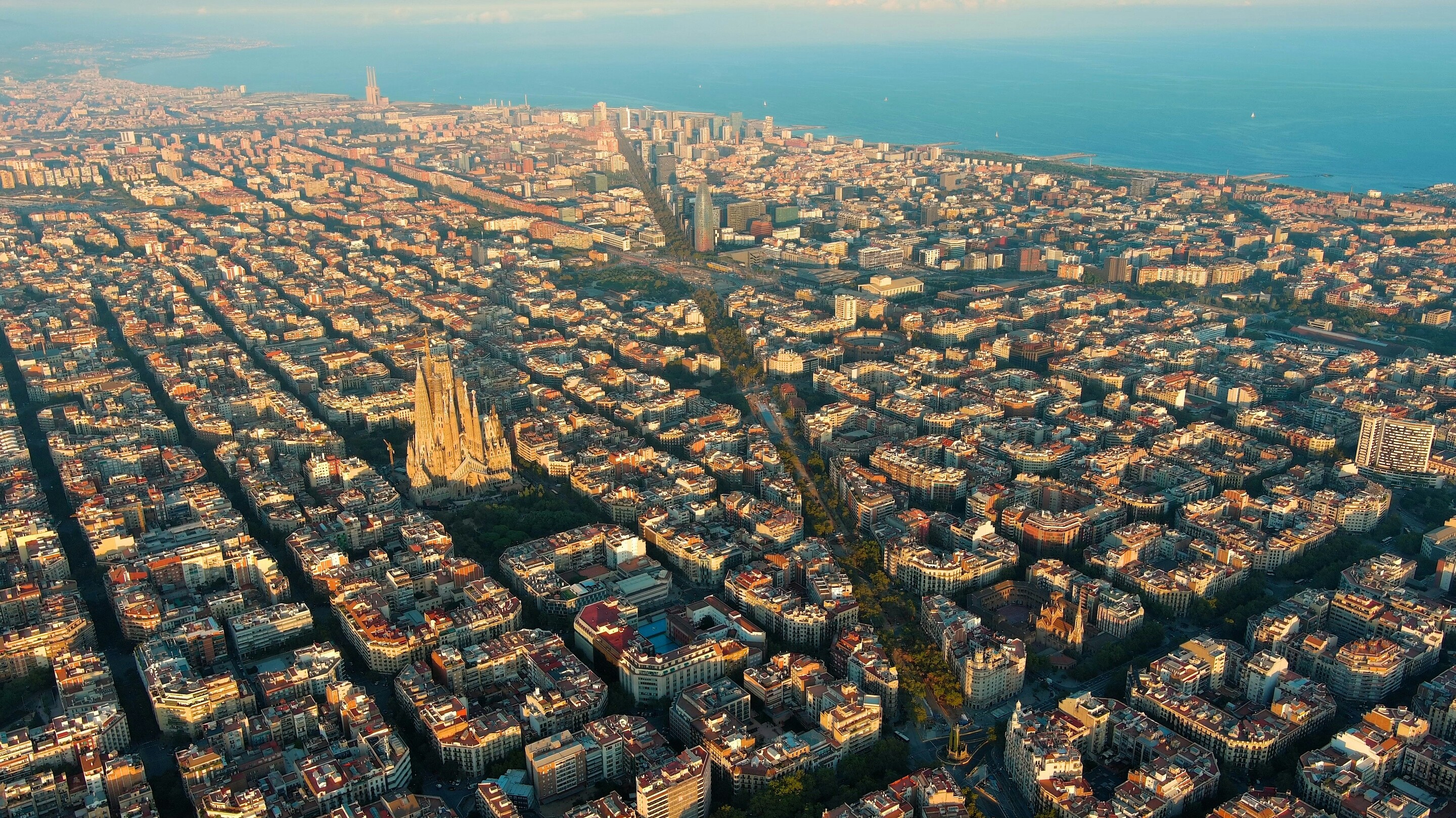 Barcelona Spain aerial view feature