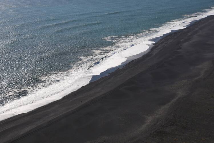 Black sand beach