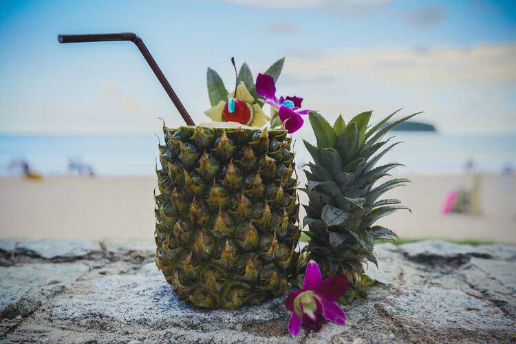 Beach drink in a pineapple