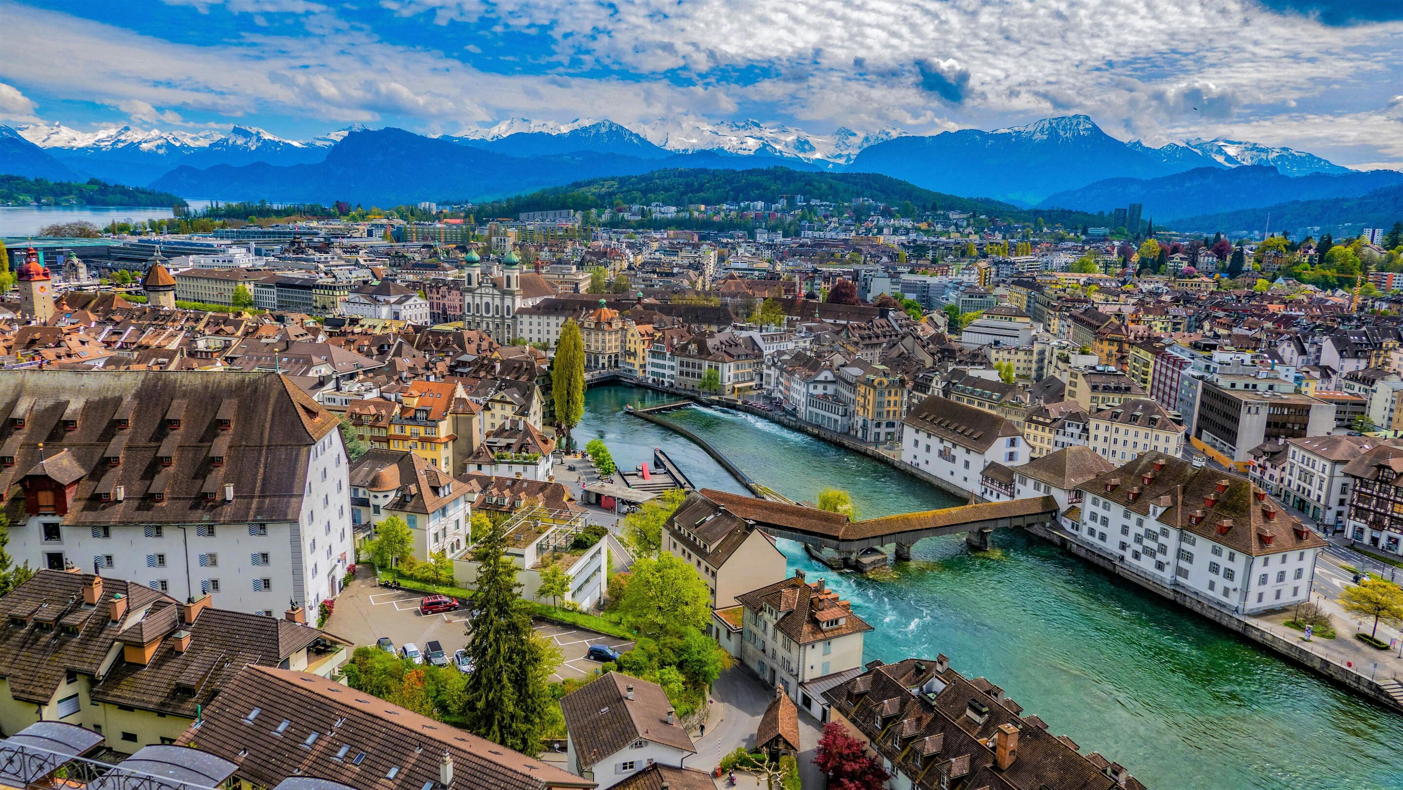 Lucerne / Luzern Switzerland aerial view feature