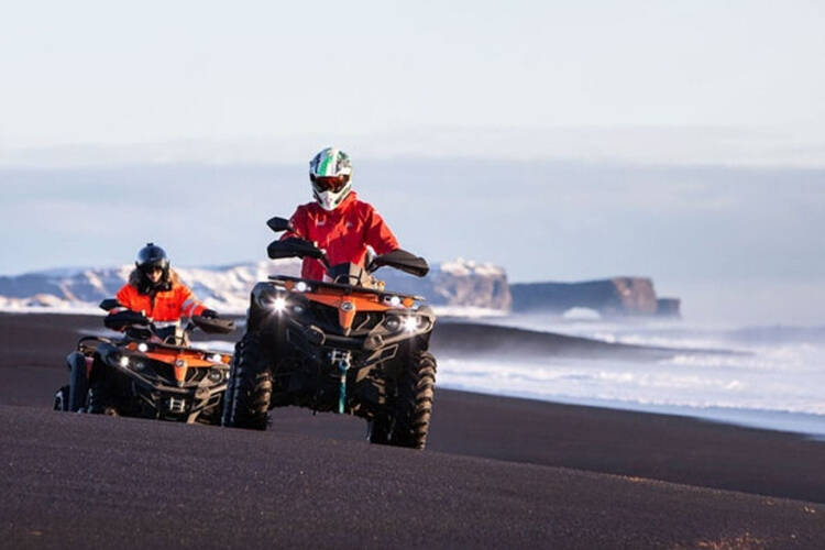 ATV ride on black sand beach
