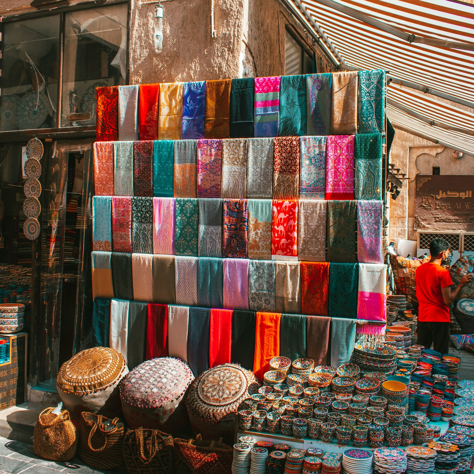 Morrocan textile market / souk feature