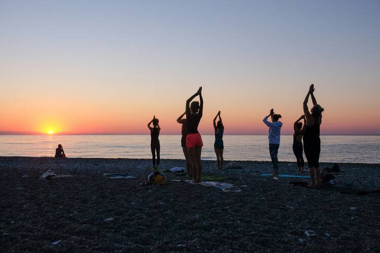 Beach yoga sun