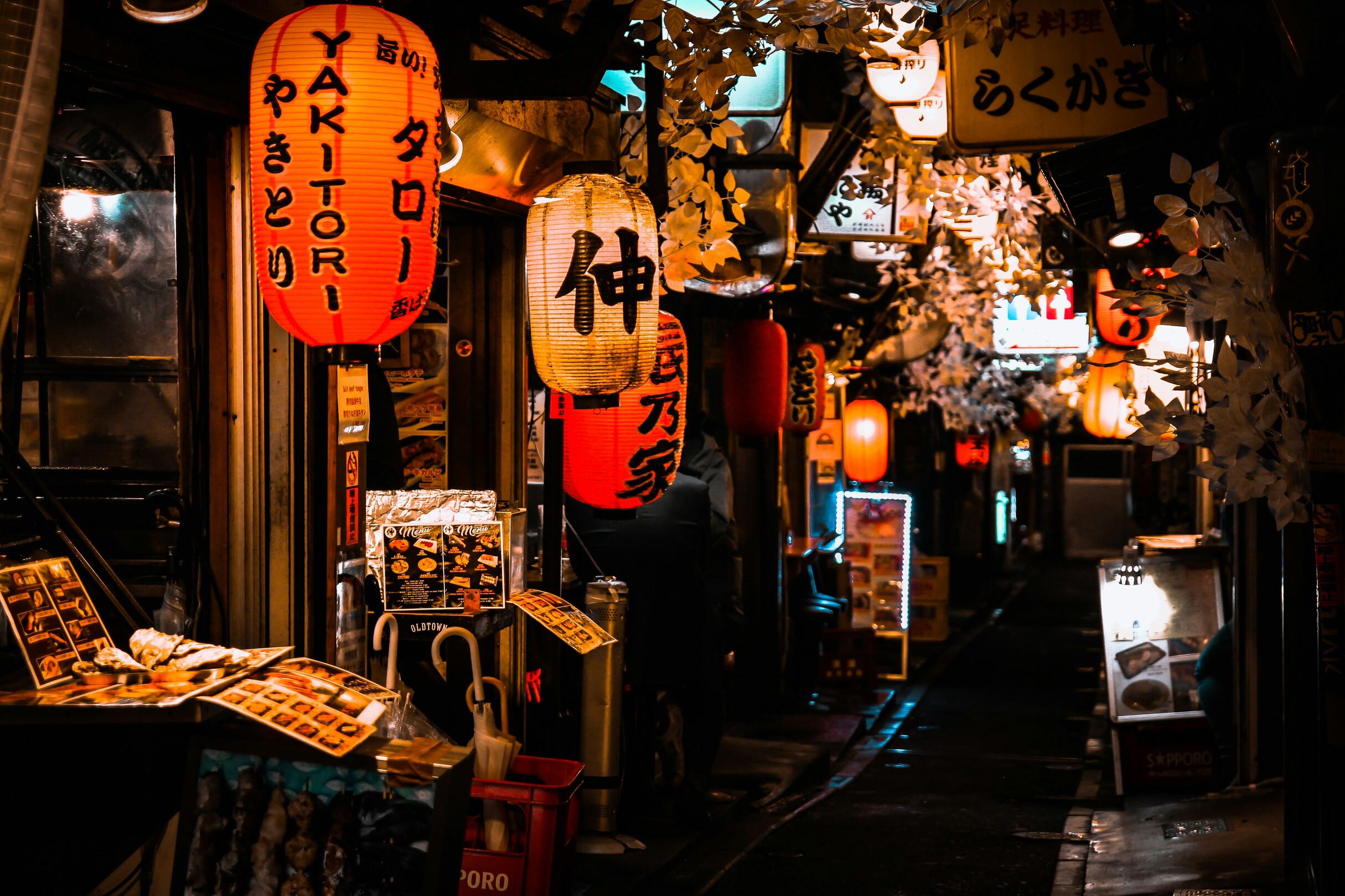 Nighttime alley view in Tokyo, Japan feature