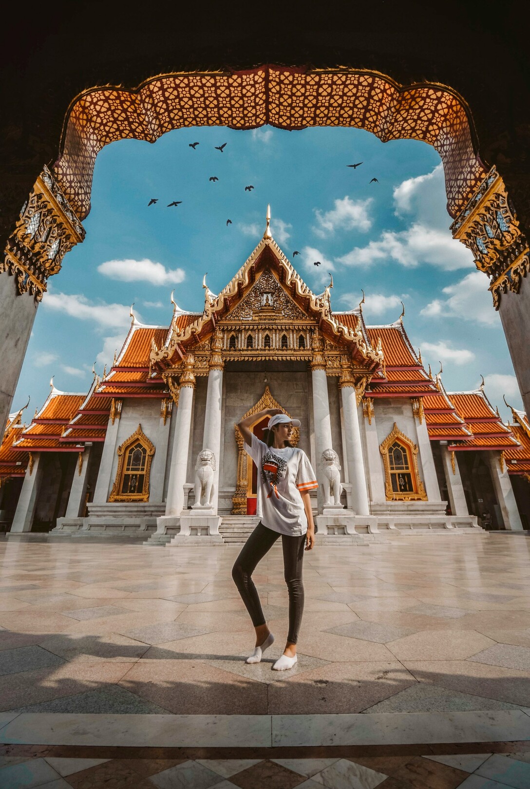 Thailand temple with woman feature
