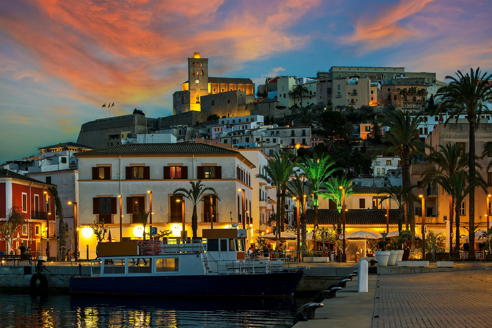 Ibiza Old Town Night Spain Feature